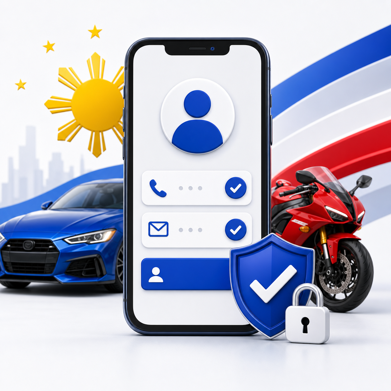 Create account visual with mobile verification and security styling.