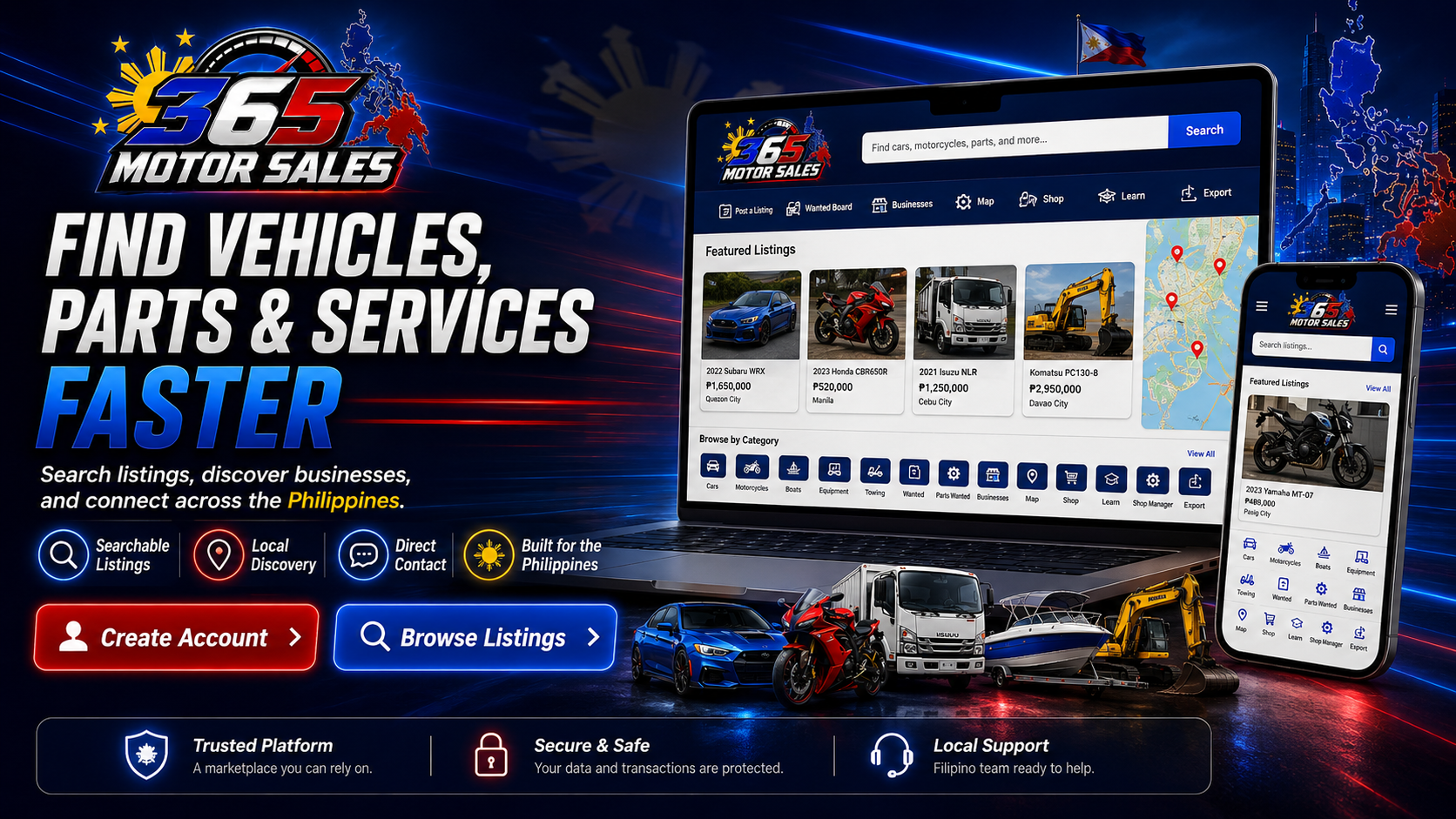 365 Motor Sales — Find vehicles, parts and services faster across the Philippines.