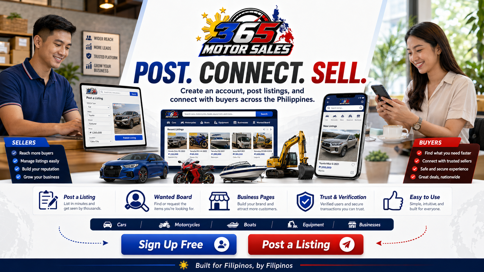 Post. Connect. Sell. — Create an account, post listings and connect with buyers.