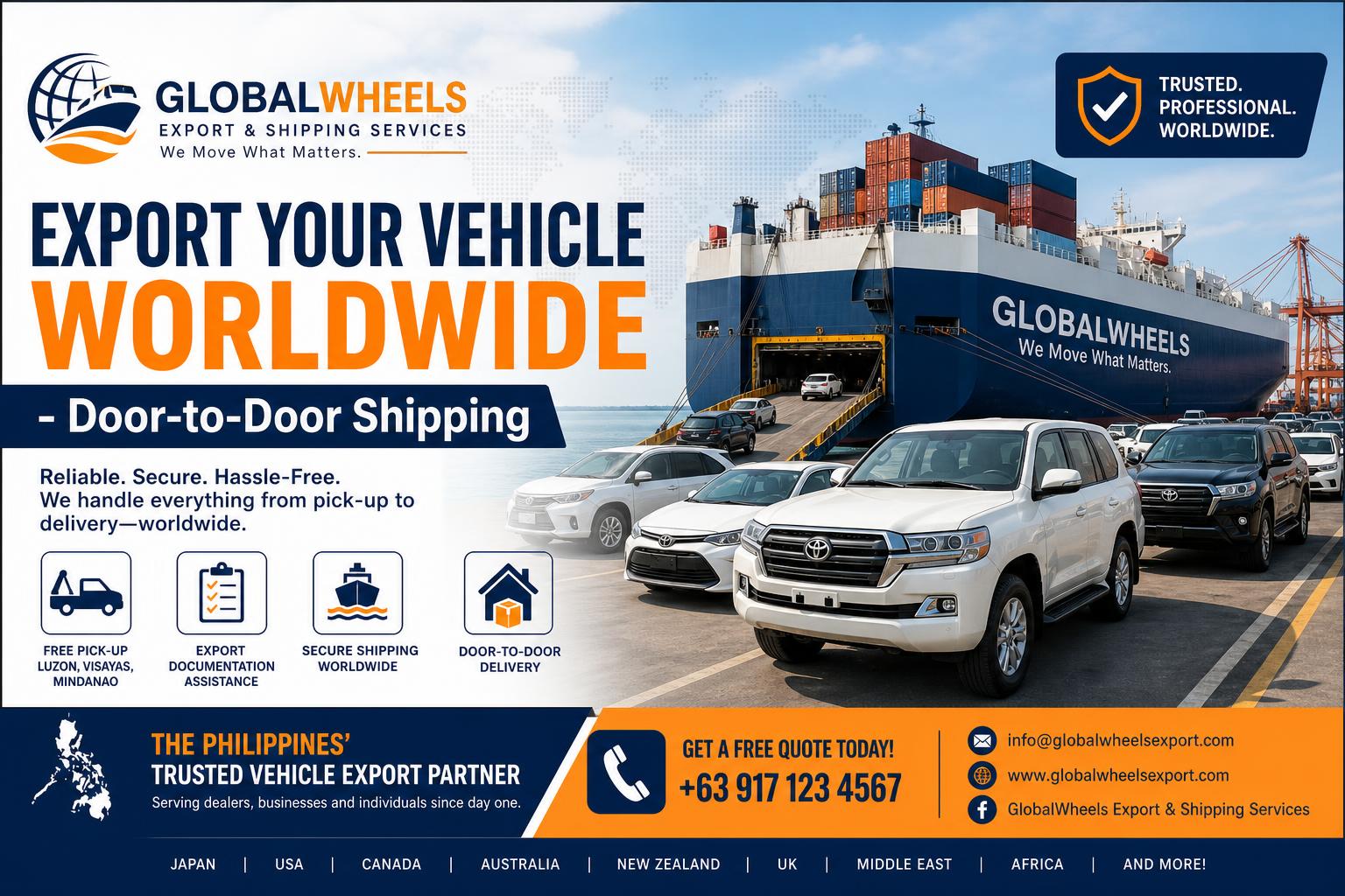 Sample vehicle export shipping banner ad